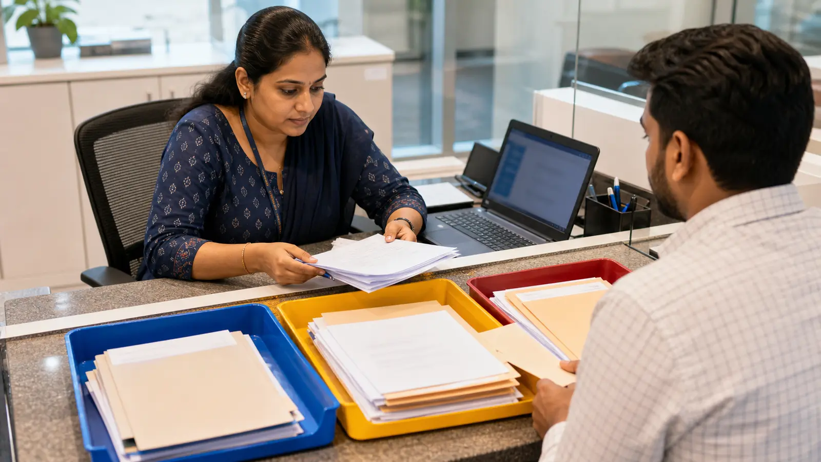 RTA professional organizing claimant documents into transmission workflow trays