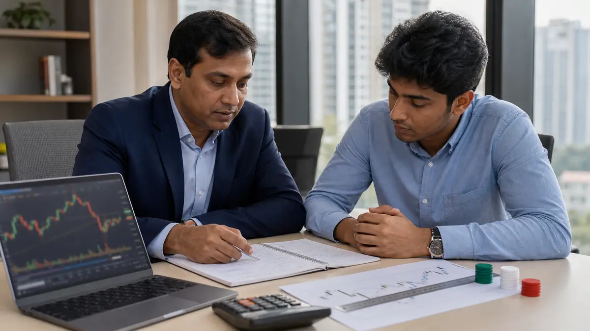 Financial adviser and subscriber reviewing an NPS statement checklist