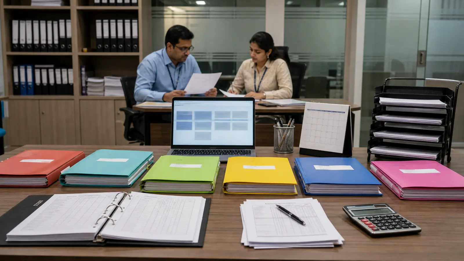 RTA operations desk arranged with NSDL, CDSL, physical, issued-capital and certification files for PAS-6 reconciliation