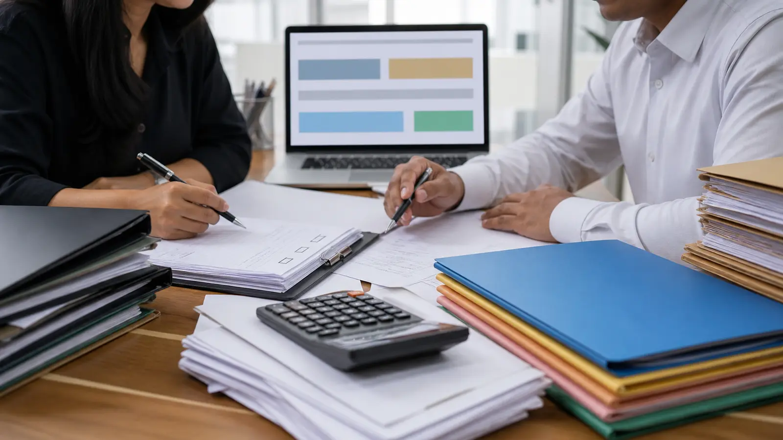 RTA compliance desk with professional review papers, source records and reconciliation evidence for PAS-6 certification