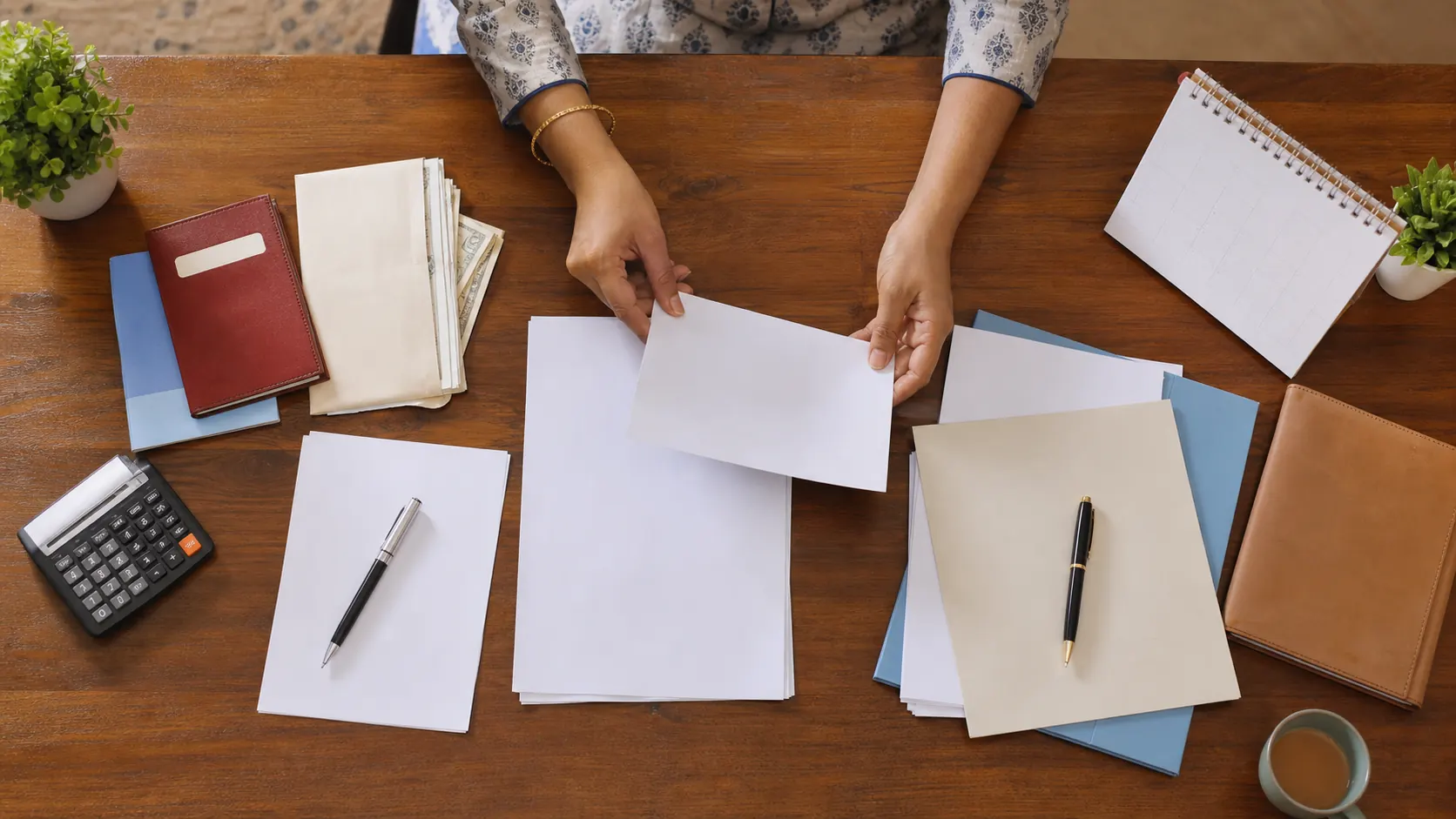 Top-down view of household planning documents divided between short-term safety and long-term retirement planning.