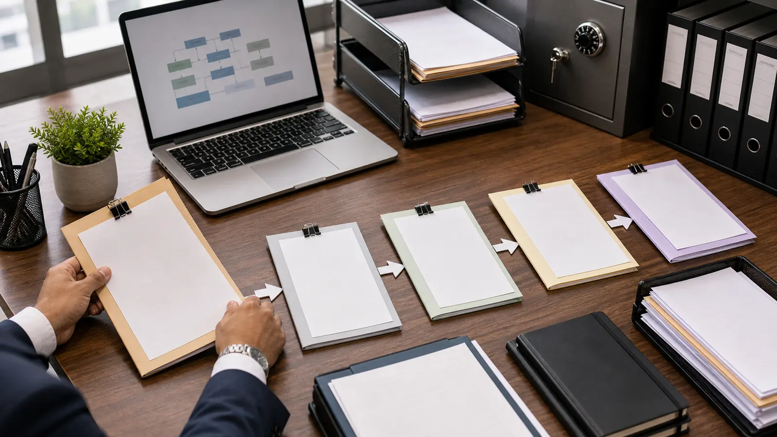 RTA operations team arranging Rule 9A dematerialisation workflow records